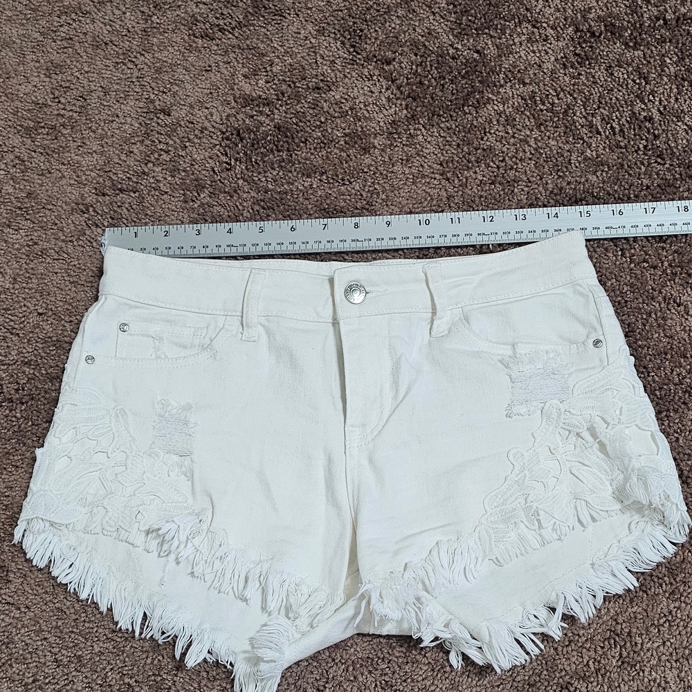 Guess White Frayed Jean Shorts